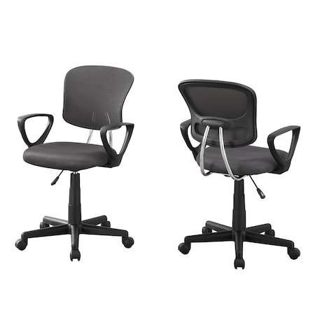 Monarch Specialties Office Chair, Swivel, Ergonomic, Armrests, Computer Desk, Work, Juvenile, Metal, Grey I 7262
